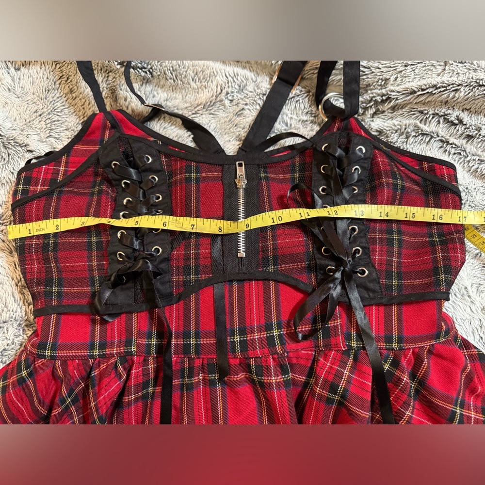 Hell Bunny Red Plaid Dress with Black Accents. Ladies Large - Picture 11 of 12